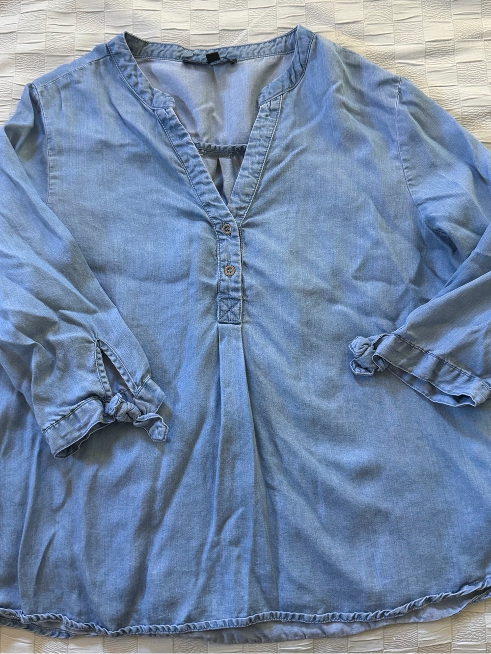 Haute Monde Light Blue Chambray Top